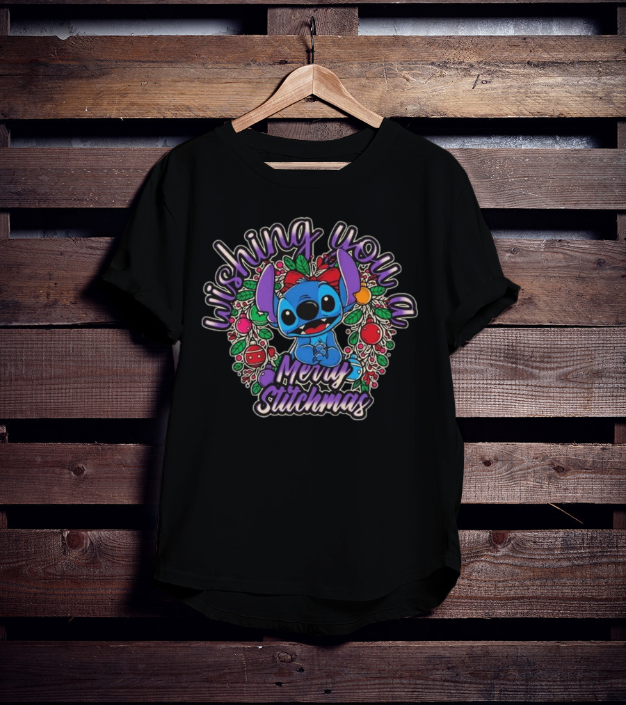 Wishing You A Merry Stitchmas Stitch Christmas Wreath T-Shirt