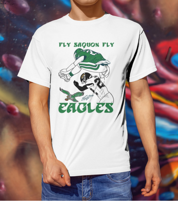 Fly Saquon Fly Eagles Reverse Hurdle Saquon Barkley Jarrian Jones T-Shirt