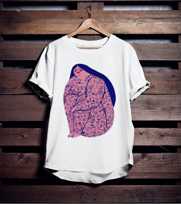 Marie Boiseau Tatouée Pink Figure With Detailed T-Shirt
