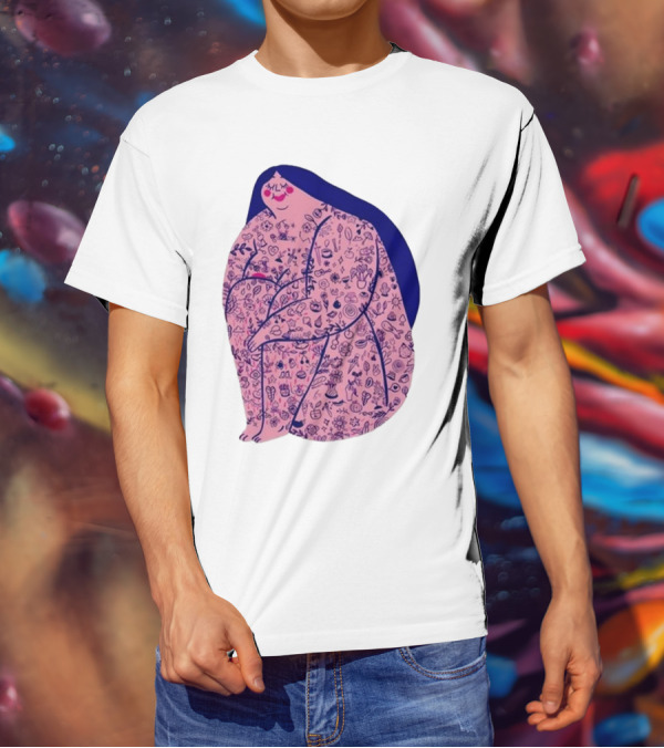 Marie Boiseau Tatouée Pink Figure With Detailed T-Shirt