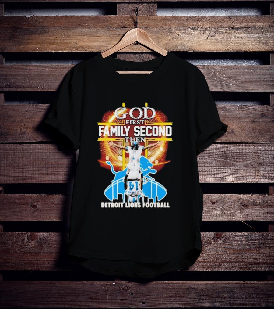 God First Family Second Detroit Lions Football Amon-Ra St. Brown Headstand T-Shirt
