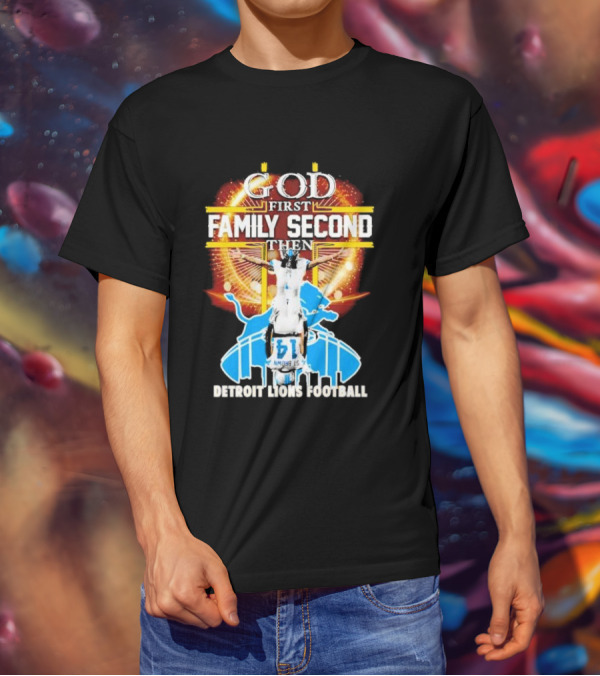 God First Family Second Detroit Lions Football Amon-Ra St. Brown Headstand T-Shirt