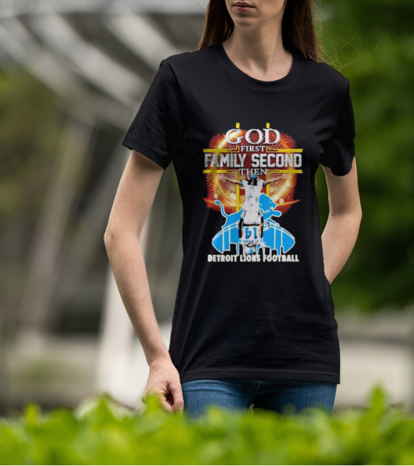 God First Family Second Detroit Lions Football Amon-Ra St. Brown Headstand T-Shirt