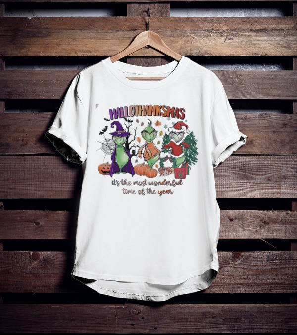Hallothanksmas The Grinch It’s The Most Wonderful Time Of The Year T-Shirt