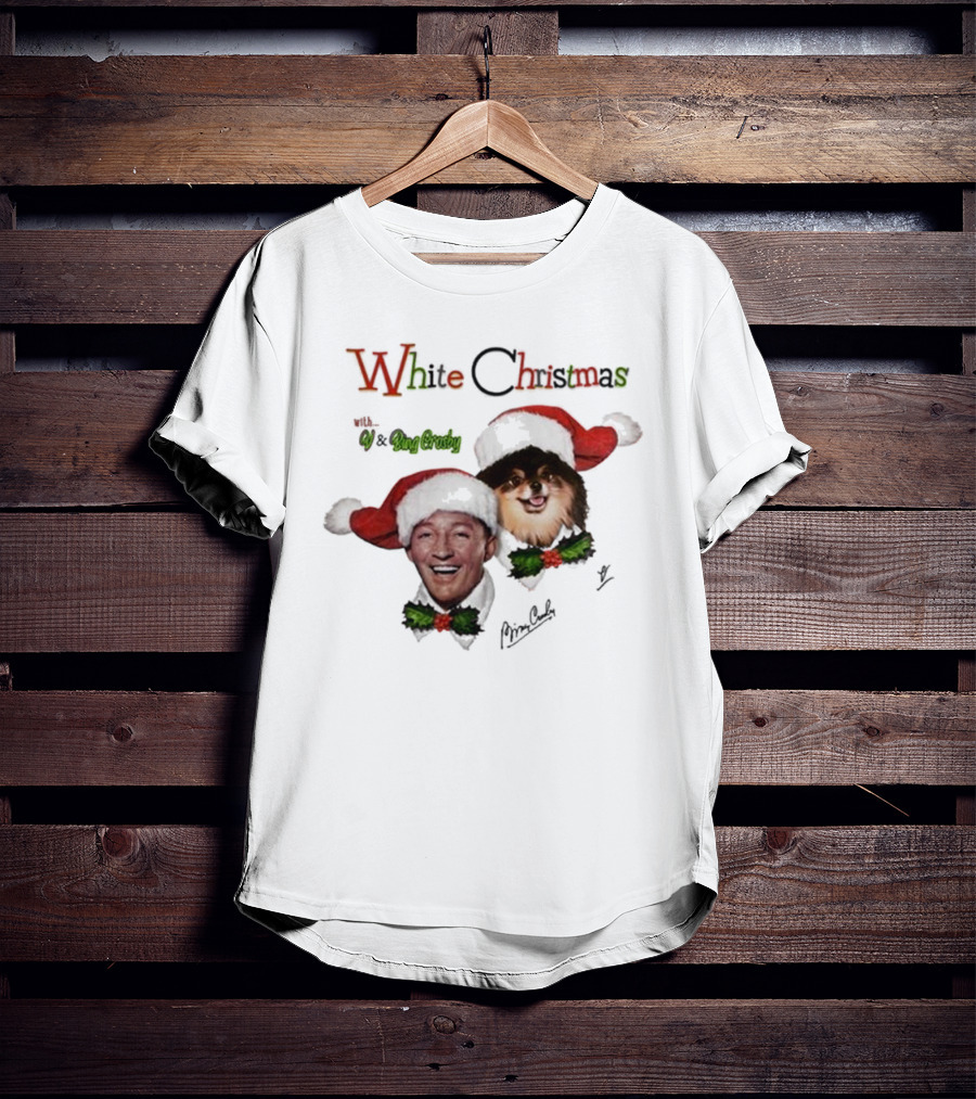 White Christmas With V And Bing Crosby Santa Hats And Holly T-Shirt