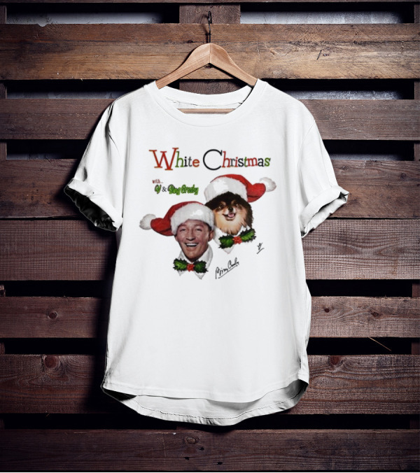 White Christmas With V And Bing Crosby Santa Hats And Holly T-Shirt