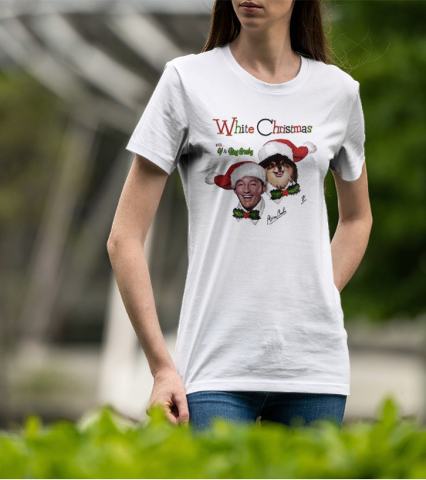 White Christmas With V And Bing Crosby Santa Hats And Holly T-Shirt