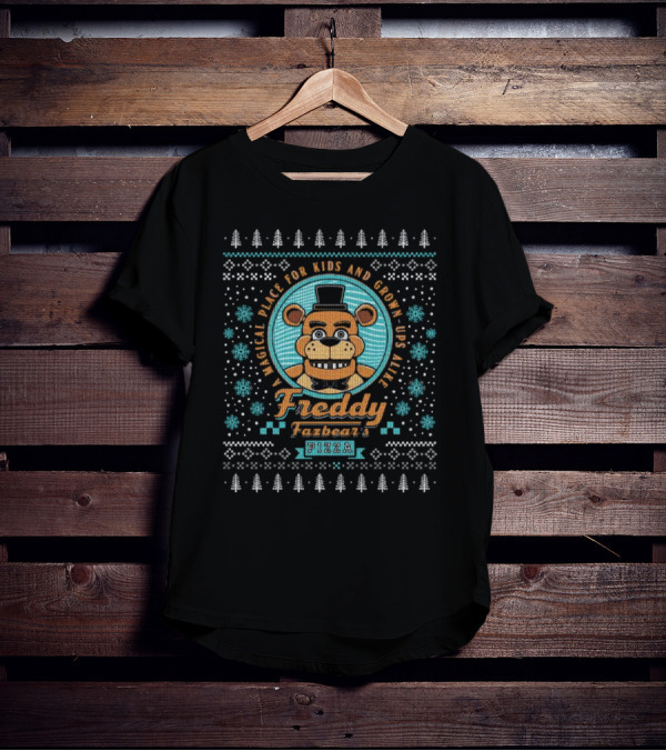 Freddy Fazbear Pizza A Magical Place Ugly Christmas T-Shirt