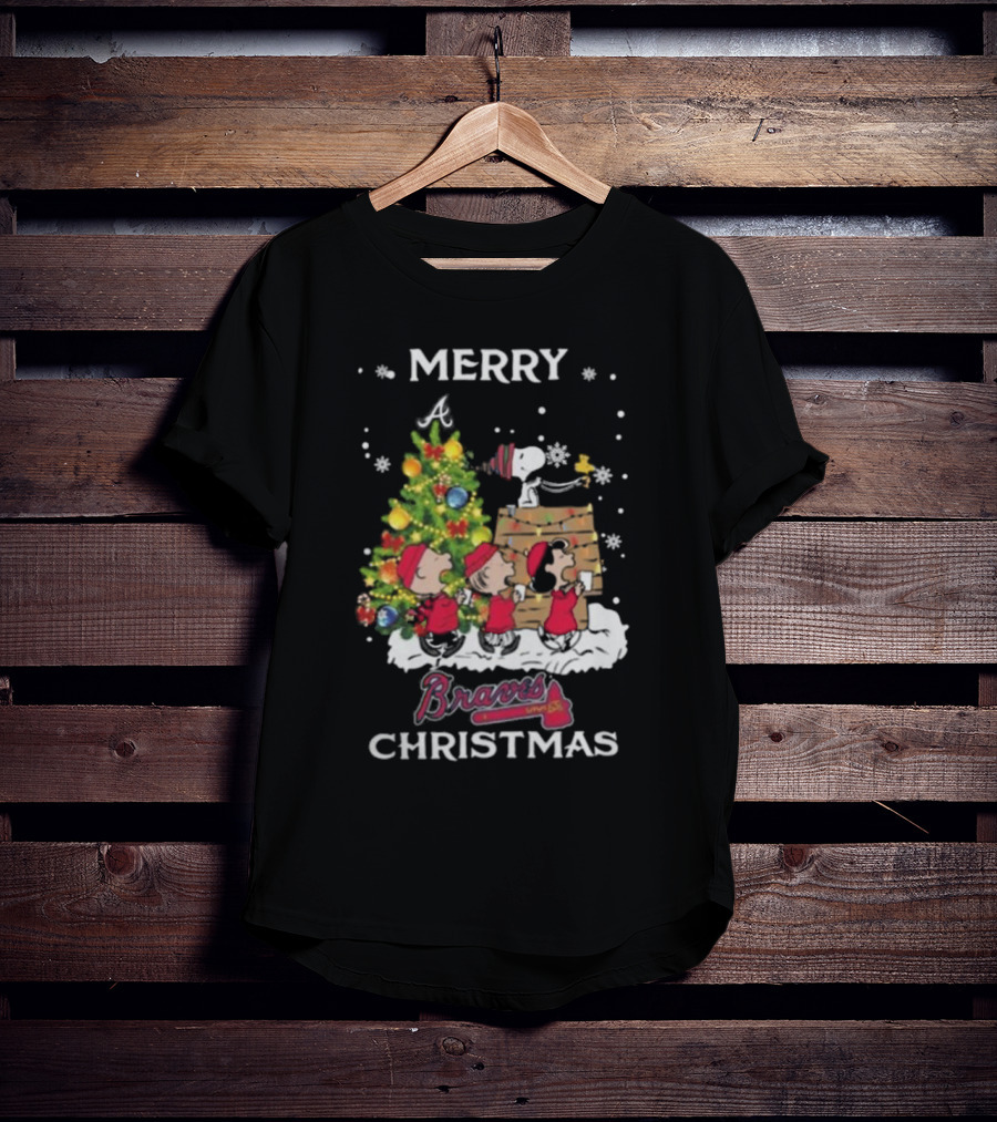 Merry Christmas Atlanta Braves Snoopy And Friends T-Shirt