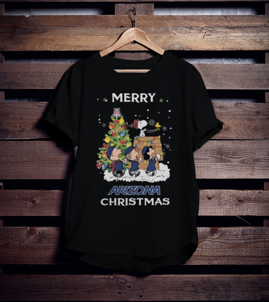Merry Arizona Christmas Wildcats Snoopy And Friends T-Shirt