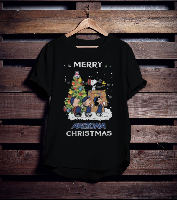 Merry Arizona Christmas Wildcats Snoopy And Friends T-Shirt