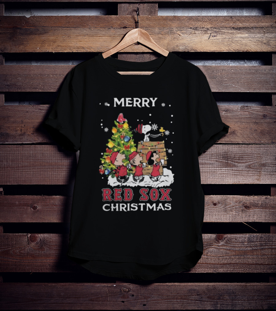 Merry Red Sox Christmas Snoopy And Friends T-Shirt