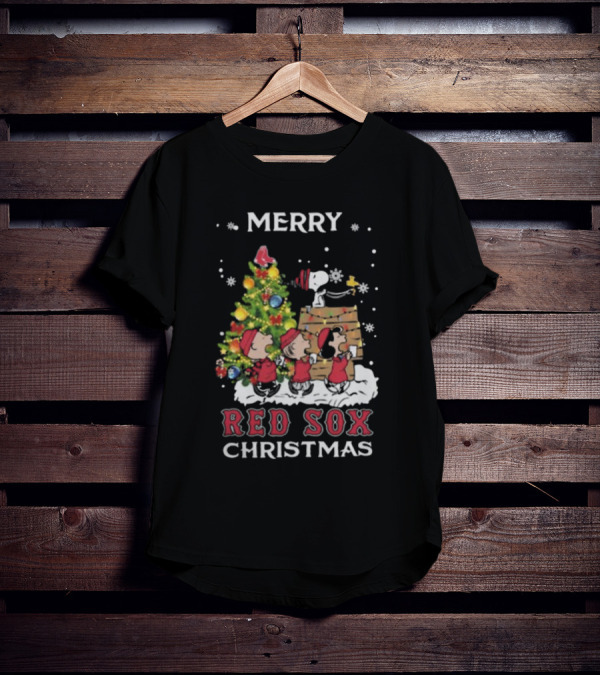 Merry Red Sox Christmas Snoopy And Friends T-Shirt