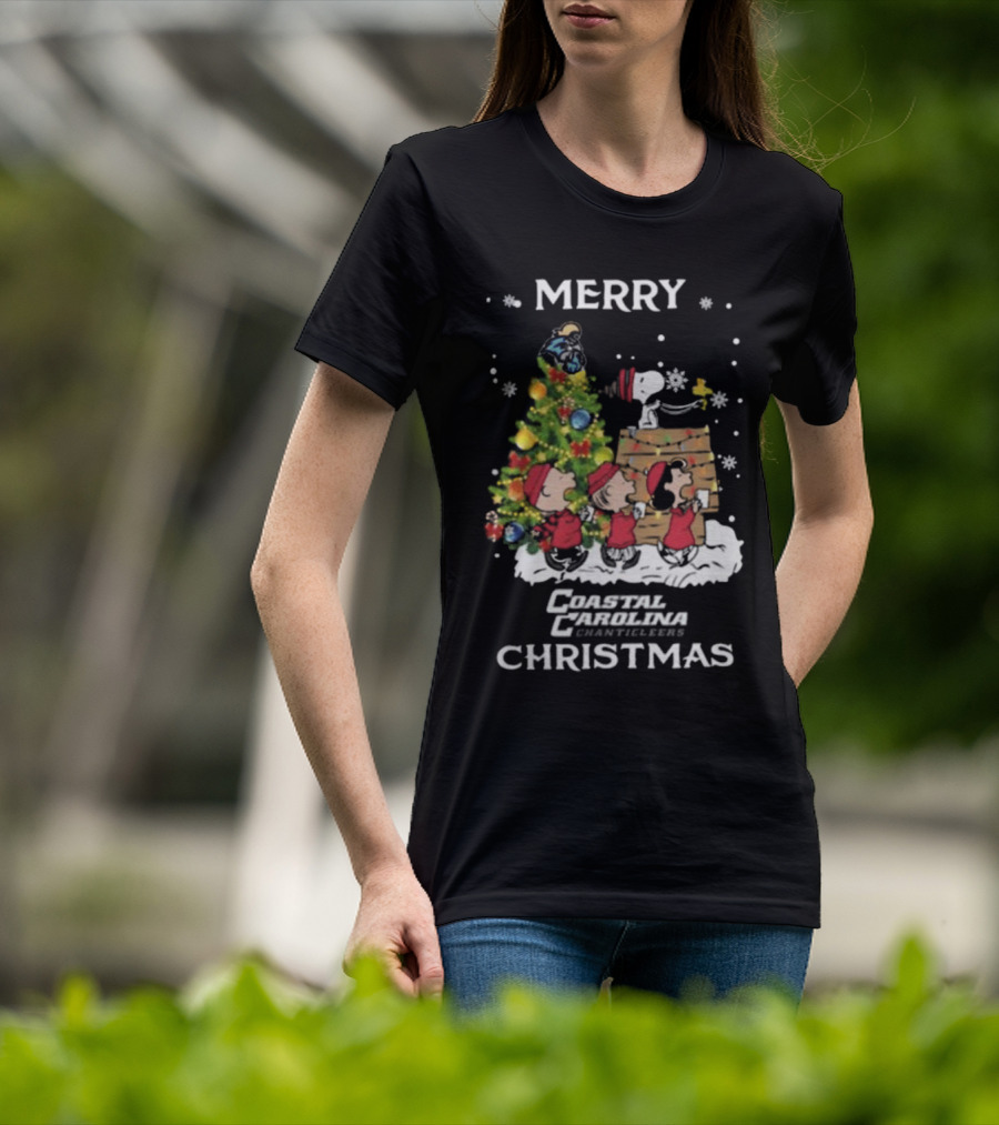 Coastal Carolina Chanticleers Snoopy And Friends Merry Christmas T-Shirt