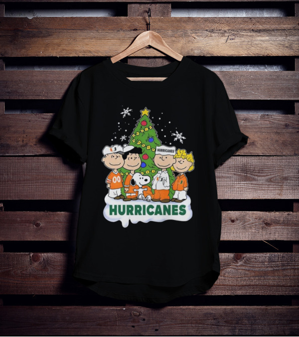 Miami Hurricanes Snoopy And Friends Christmas Tree T-Shirt
