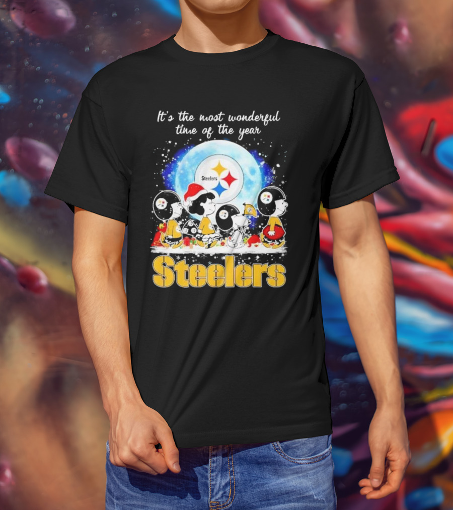 Peanuts Steelers Christmas It's The Most Wonderful Time Of The Year T-Shirt