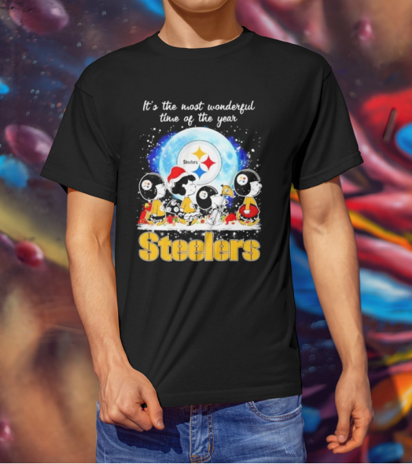 Peanuts Steelers Christmas It's The Most Wonderful Time Of The Year T-Shirt