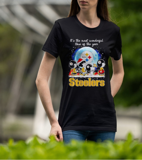 Peanuts Steelers Christmas It's The Most Wonderful Time Of The Year T-Shirt