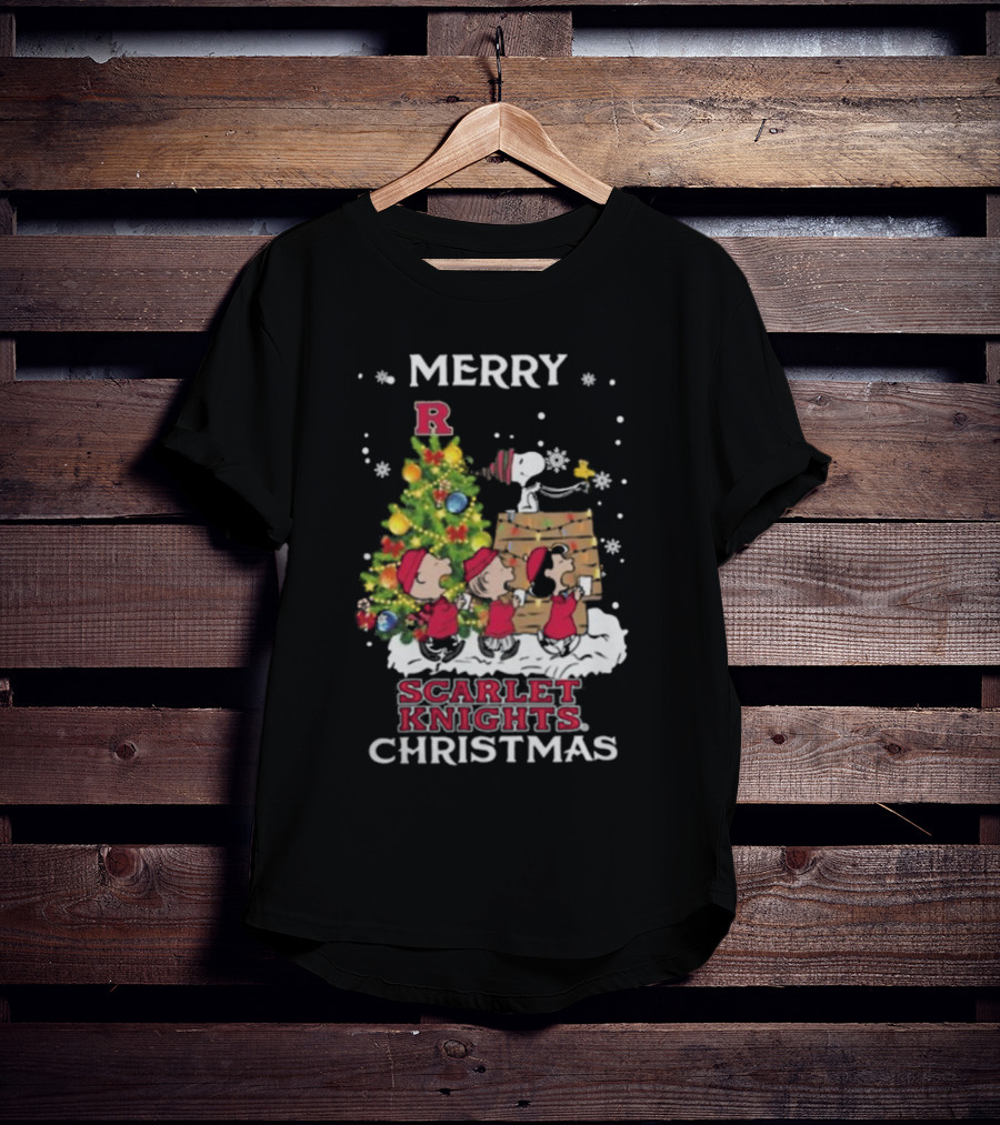 Merry Christmas Rutgers Scarlet Knights Snoopy And Friends T-Shirt