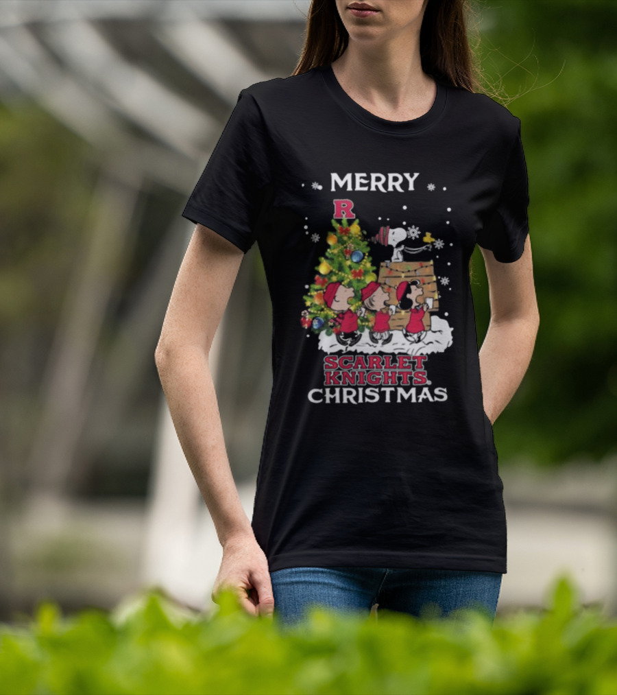 Merry Christmas Rutgers Scarlet Knights Snoopy And Friends T-Shirt