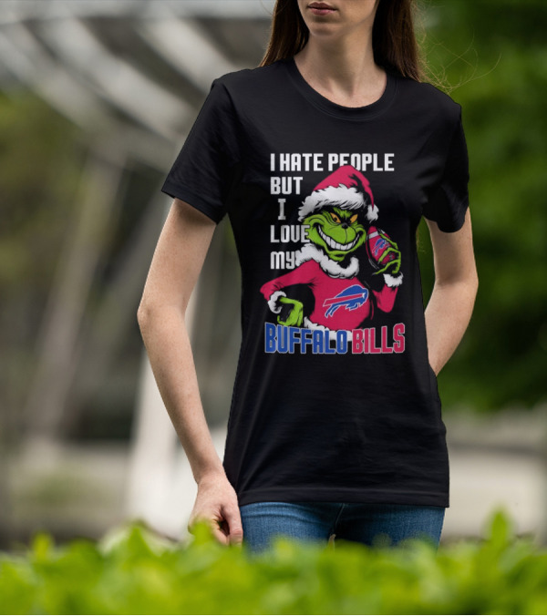 I Hate People But I Love My Buffalo Bills Santa Grinch T-Shirt