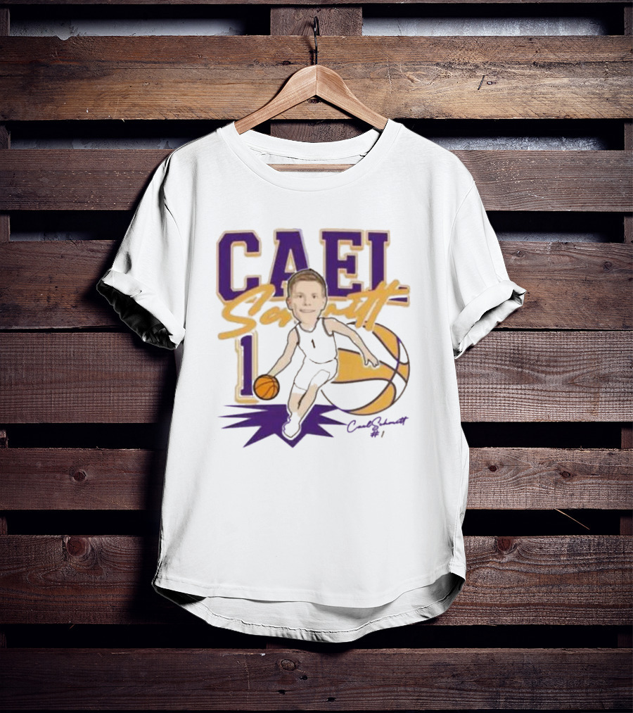 Cael Schmitt Northern Iowa Panthers Basketball Signature Cartoon Player Cael Schmitt #1 T-Shirt