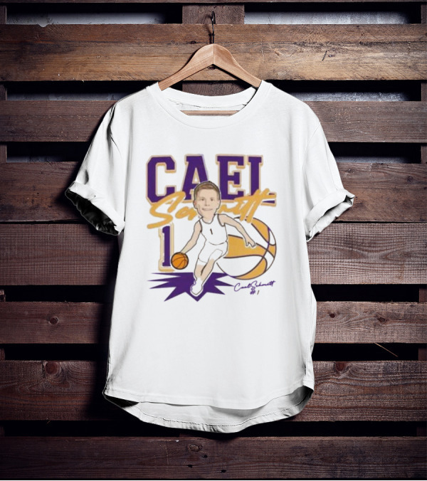 Cael Schmitt Northern Iowa Panthers Basketball Signature Cartoon Player Cael Schmitt #1 T-Shirt