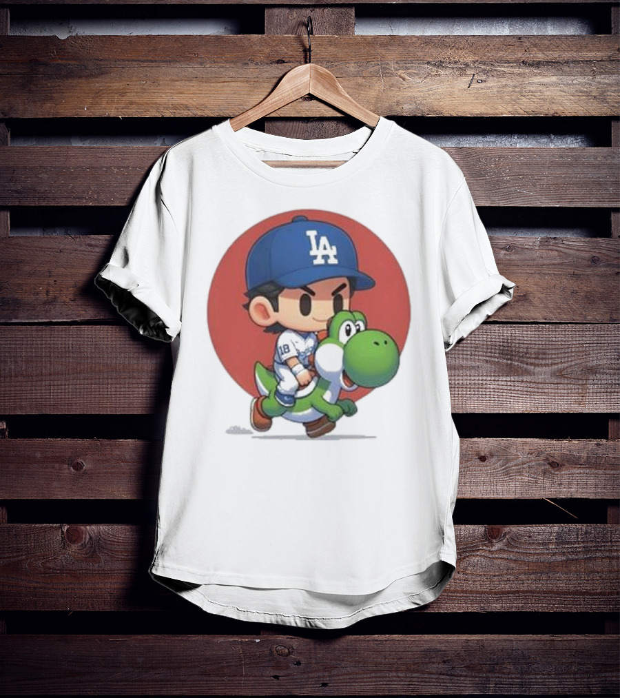 Doyers LA Riding Yoshi Yoshinobu Yamamoto Baseball Character T-Shirt