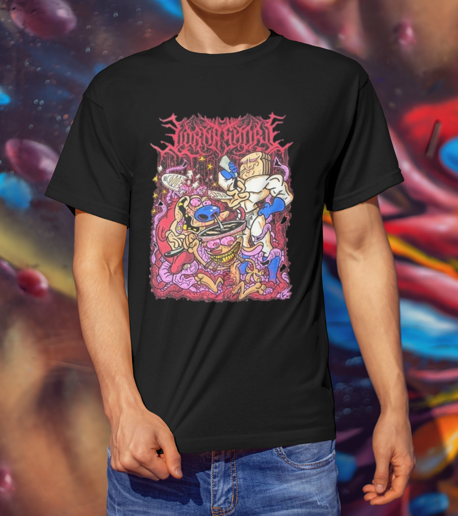 Lorna Shore Numb My Pain Cartoon Characters Chaotic Colorful Scene T-Shirt