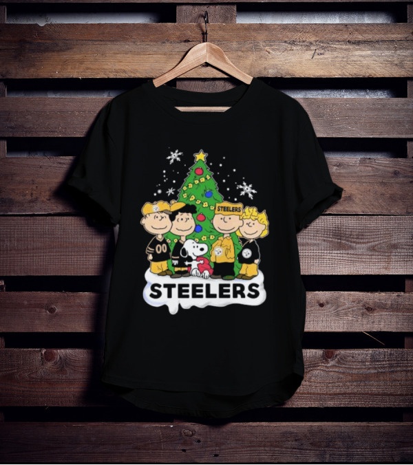 Steelers Snoopy And Friends Christmas Tree T-Shirt