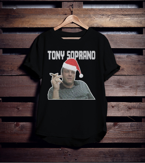 Tony Soprano Merry Fuhgeddaboudit Christmas Santa Hat T-Shirt
