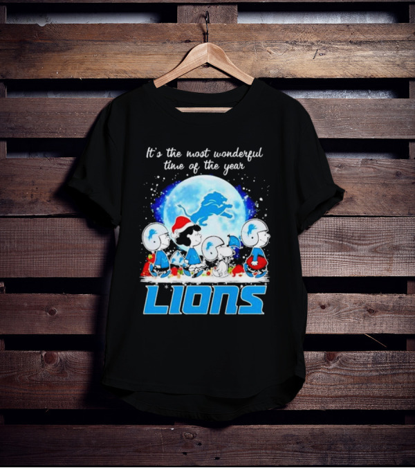 Peanuts Detroit Lions Christmas It’s The Most Wonderful Time Of The Year T-Shirt