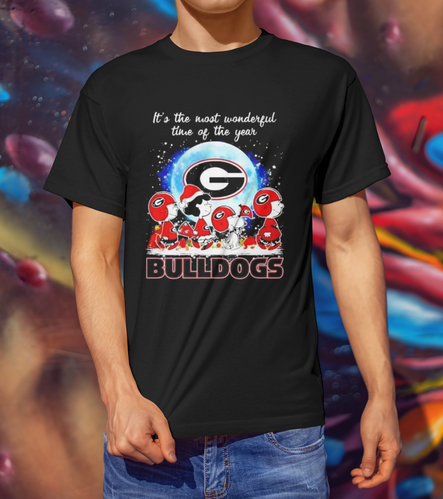 Peanuts Georgia Bulldogs Most Wonderful Time Christmas T-Shirt