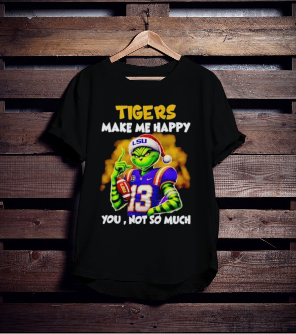LSU Tigers Santa Grinch Make Me Happy You Not So Much T-Shirt