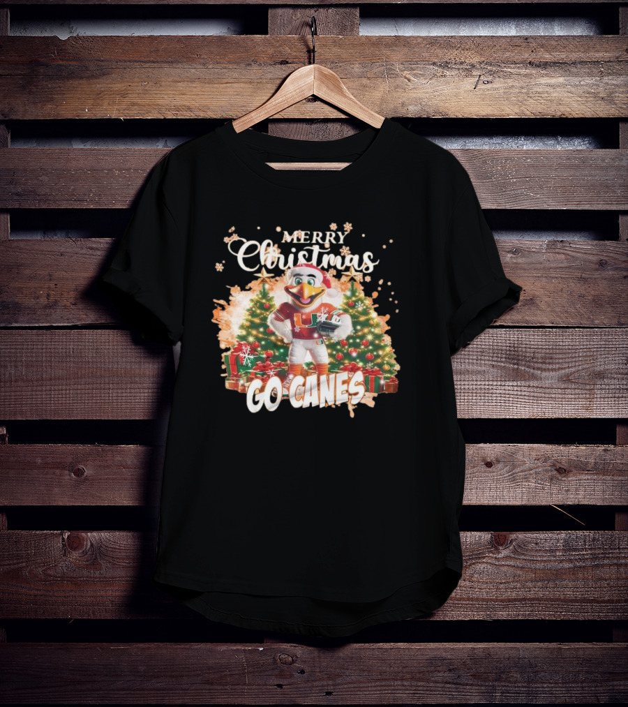 Merry Christmas Miami Hurricanes Go Canes Holiday Cheer T-Shirt