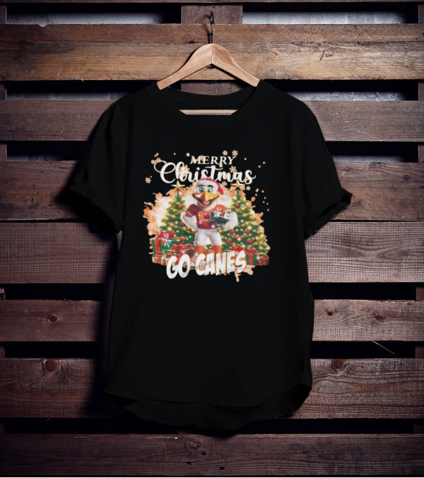 Merry Christmas Miami Hurricanes Go Canes Holiday Cheer T-Shirt