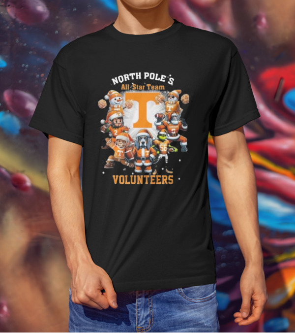 Tennessee Volunteers North Pole All-Star Team Christmas Characters T-Shirt