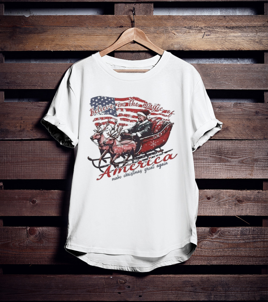 Believe In The Magic Of America Make Christmas Great Again America T-Shirt