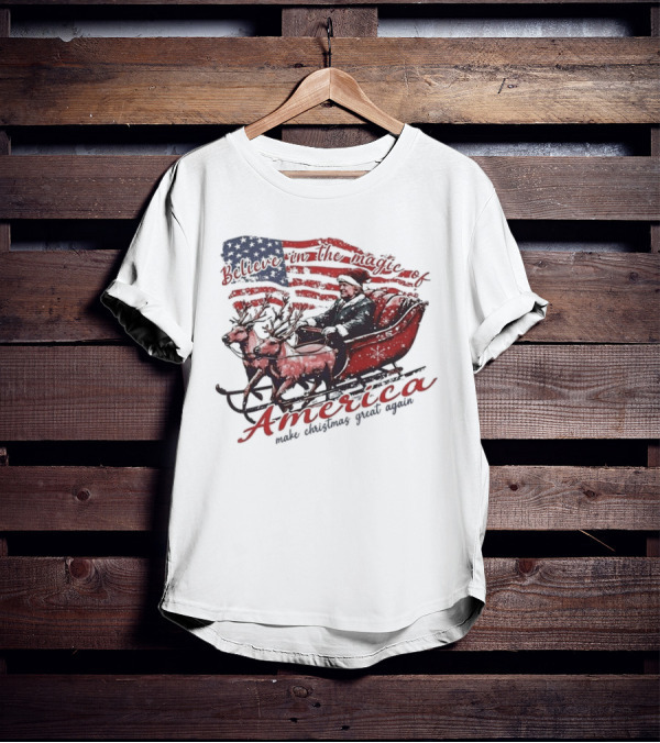Believe In The Magic Of America Make Christmas Great Again America T-Shirt