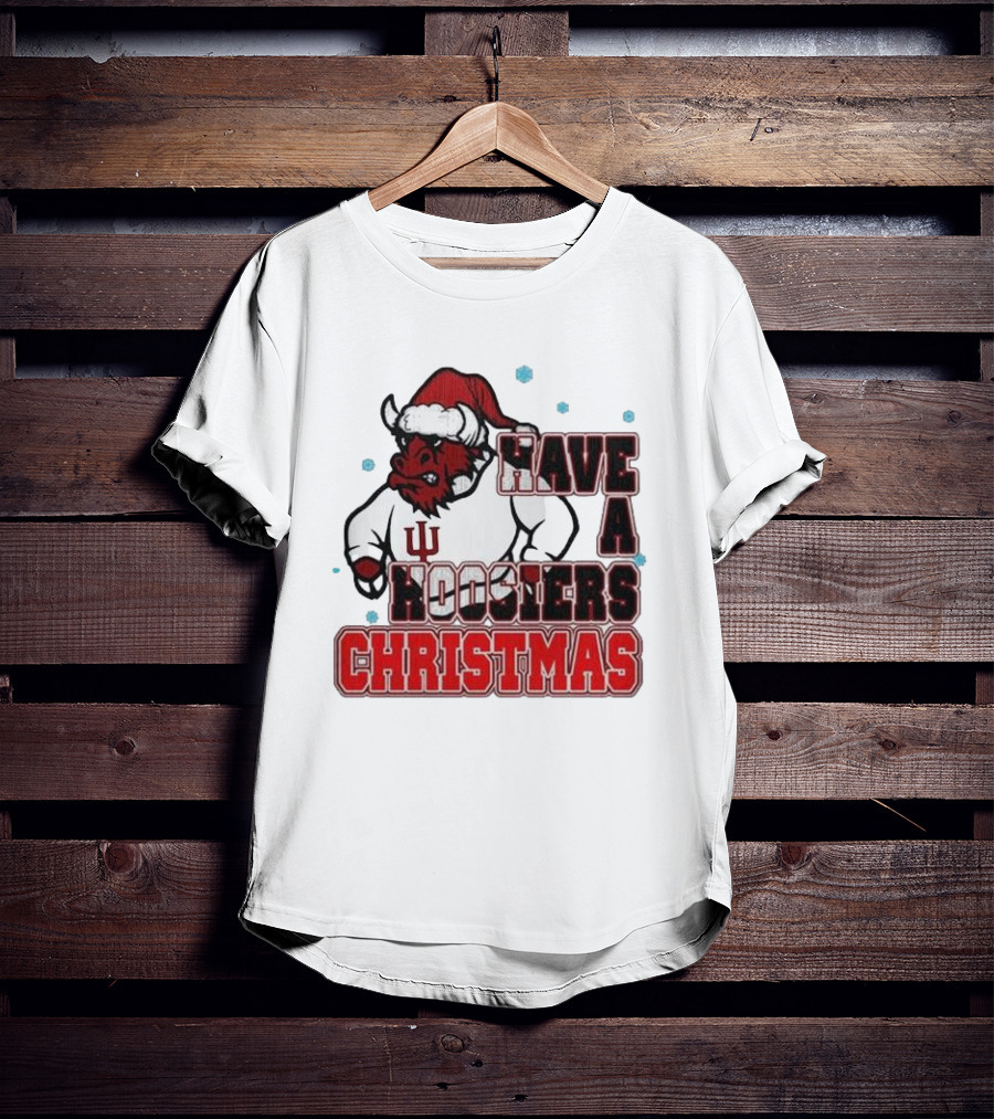 Indiana Hoosiers Santa Mascot Have A Hoosiers Christmas T-Shirt