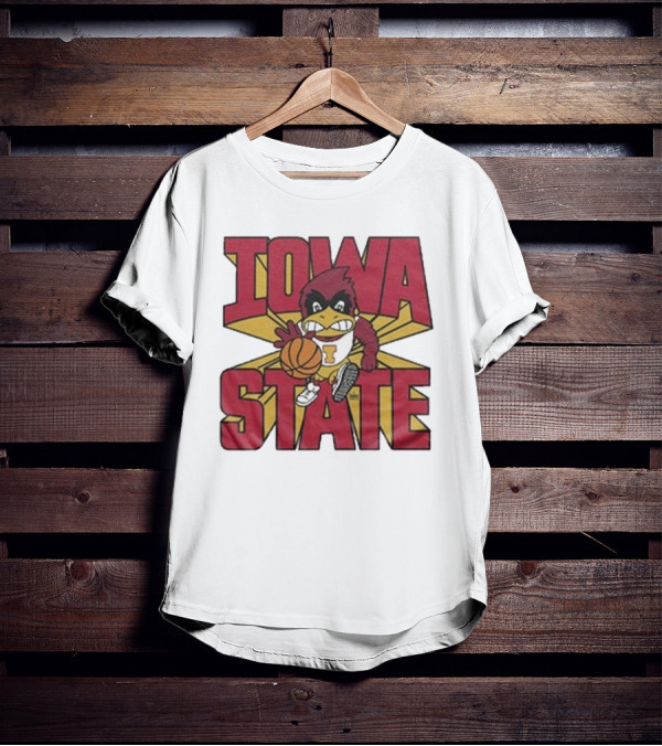 Iowa State Cyclones Basketball Mascot Dribbling Cartoon T-Shirt