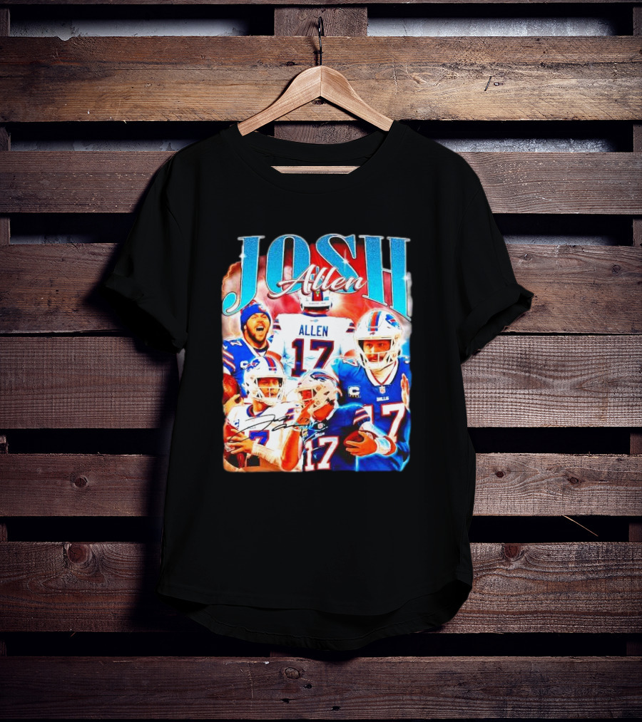 Josh Allen 17 Buffalo Bills Signature Vintage Retro Bootleg 90s T-Shirt
