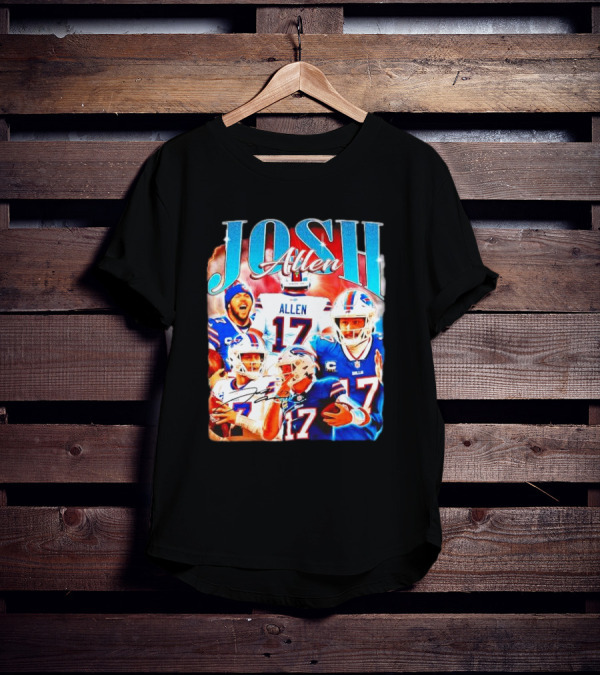 Josh Allen 17 Buffalo Bills Signature Vintage Retro Bootleg 90s T-Shirt
