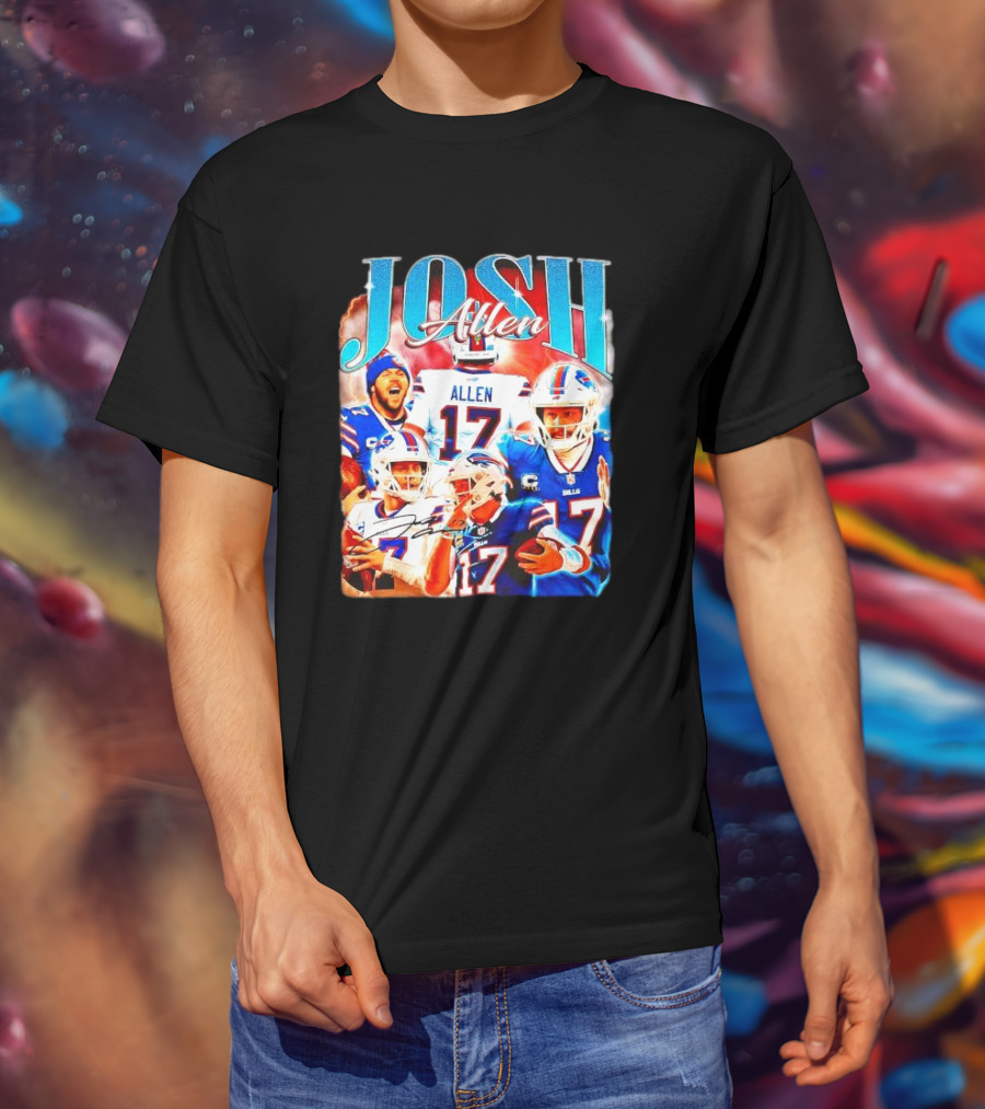 Josh Allen 17 Buffalo Bills Signature Vintage Retro Bootleg 90s T-Shirt