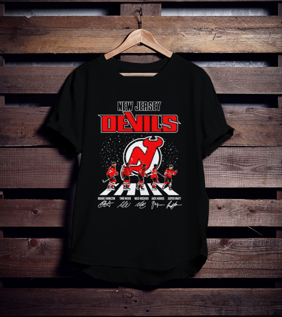 New Jersey Devils Dougie Hamilton Timo Meier Nico Hischier Jack Hughes Jesper Bratt Signatures Christmas T-Shirt