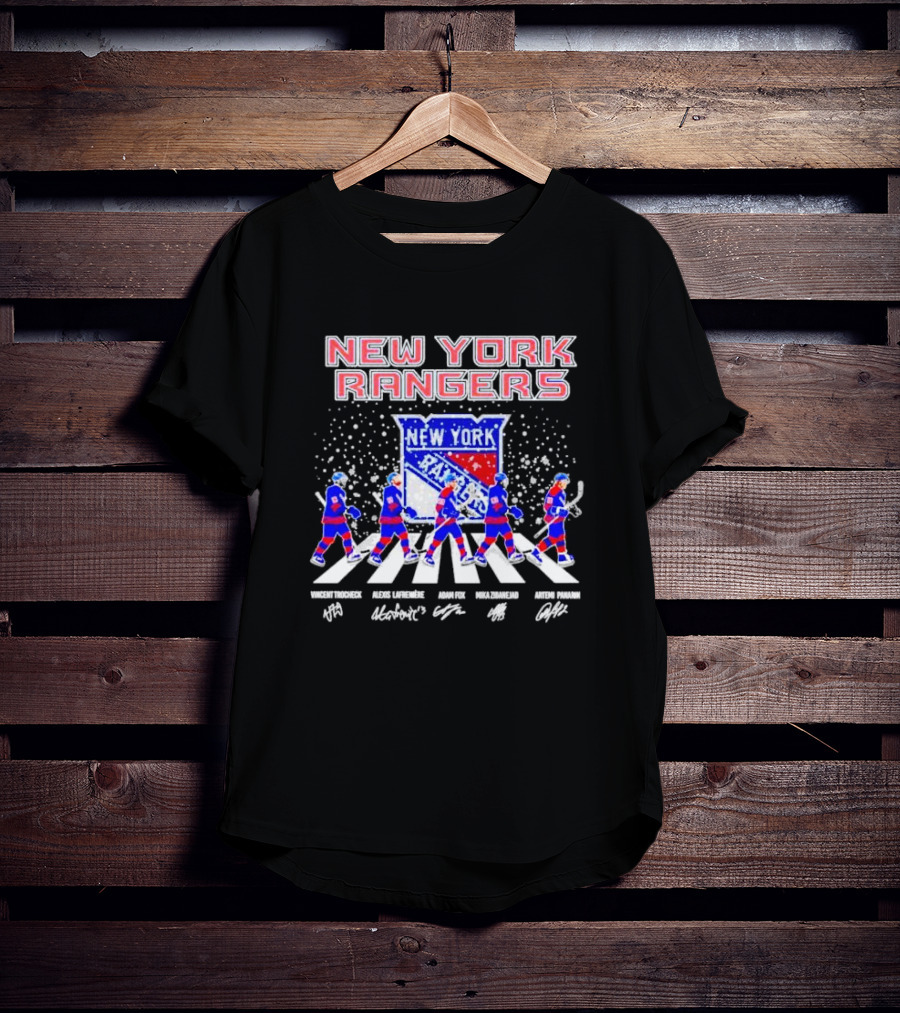 New York Rangers Trocheck Lafreniere Fox Zibanejad Panarin Signatures Christmas Abbey Road T-Shirt