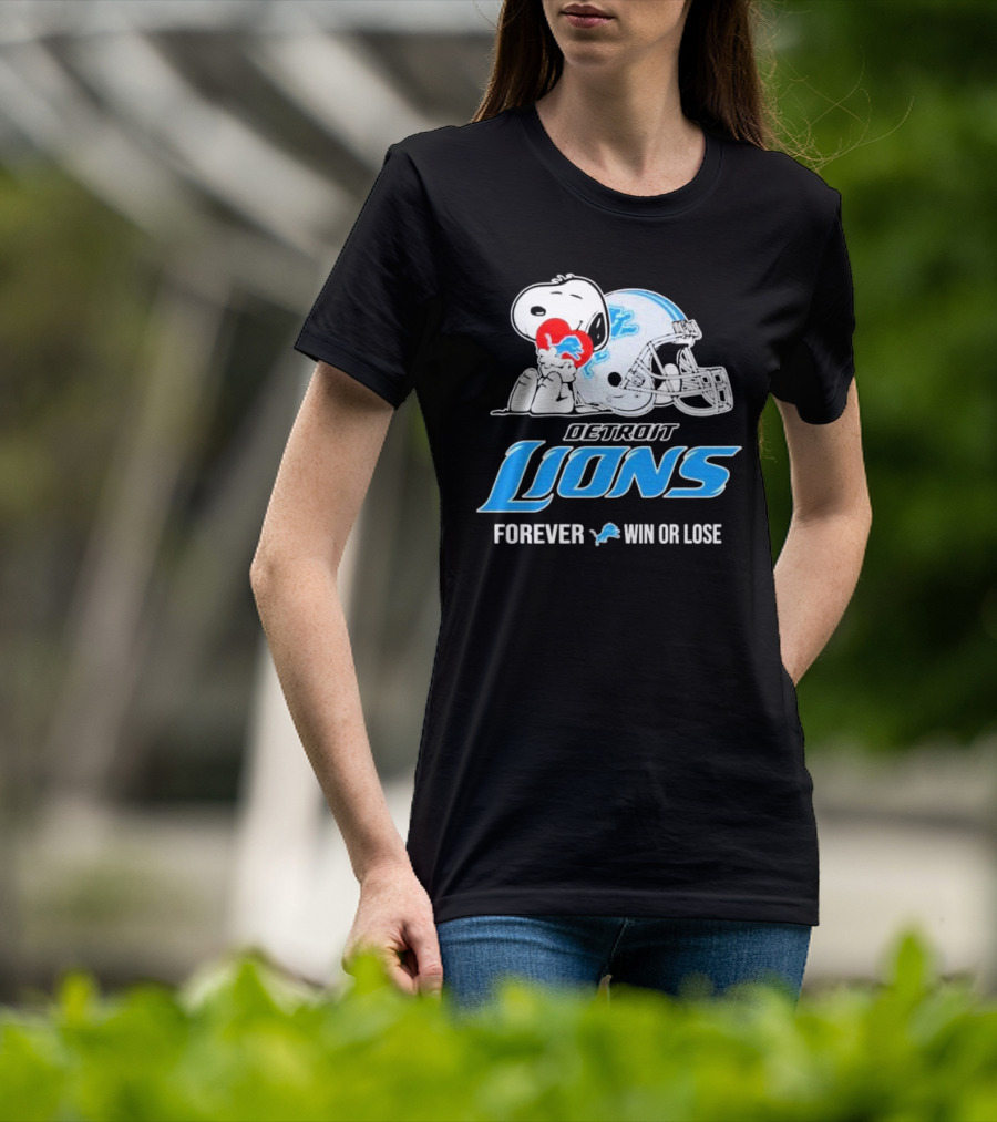 Snoopy Detroit Lions Forever Win Or Lose T-Shirt