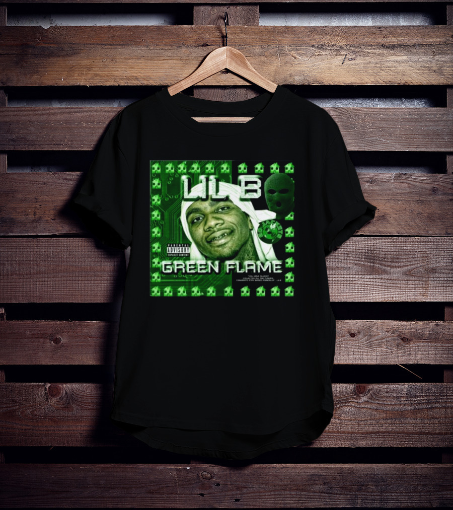 LIL B Green Flame Album Cover Art With Circuit Background And Face T-Shirt