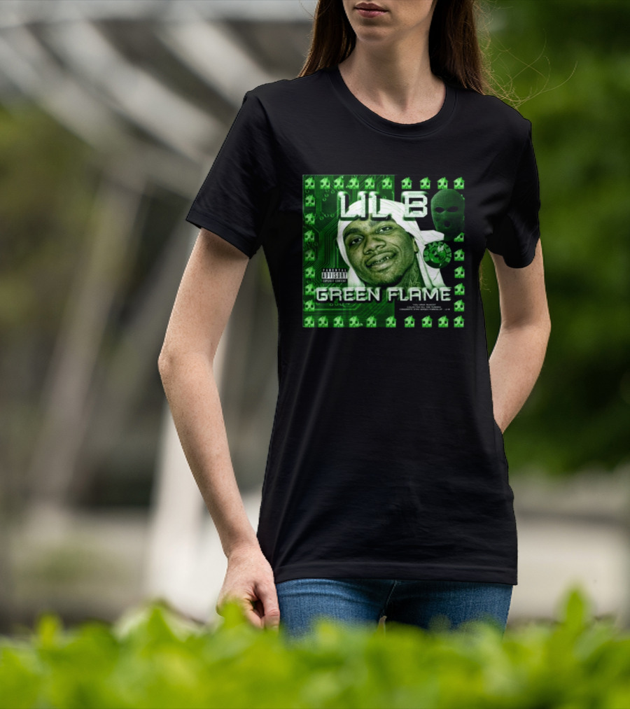 LIL B Green Flame Album Cover Art With Circuit Background And Face T-Shirt
