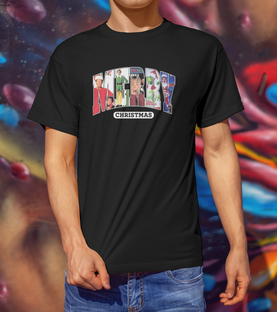 Merry Christmas Collection Movie Characters For Fans T-Shirt